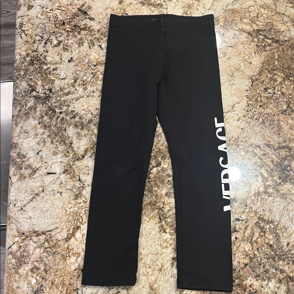 Versace Black Leggings with White Lettering